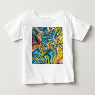 abstract marble swirls yellow teal turquoise blue baby T-Shirt