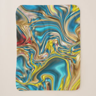 abstract marble swirls yellow teal turquoise blue sherpa blanket