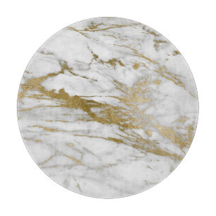 ABSTRACT MARBLE WHITE GOLD TRAY CUTTING BOARD