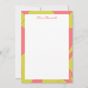 Abstract Marbled Art Coral Chartreuse Personalized Card