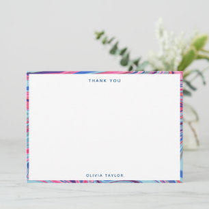 Abstract Marbled Blue Pink Personalized Stationery Thank You Card