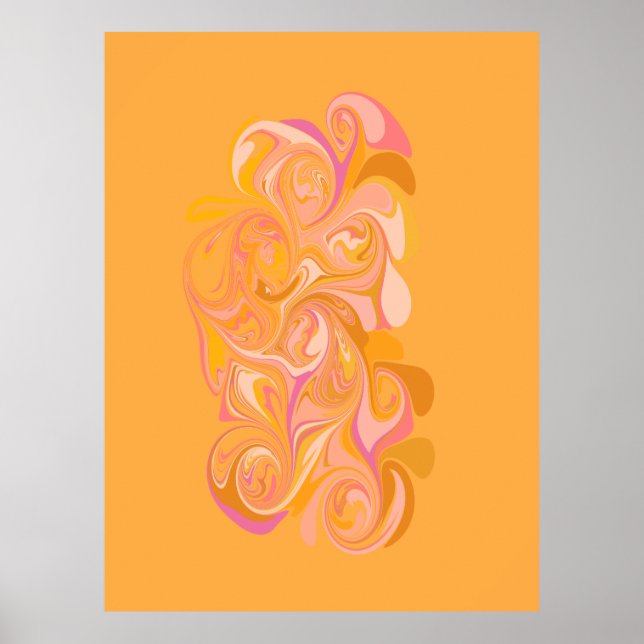 Abstract Marbled Design in Yellow Orange Poster (Front)