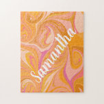 Abstract Marbled Design Yellow Orange Personalized Jigsaw Puzzle<br><div class="desc">Abstract Marbled Design Yellow Orange Personalized Jigsaw Puzzle</div>