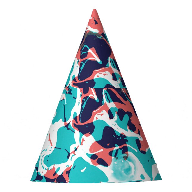 Abstract Marbled Paper Art Background Party Hat (Front)