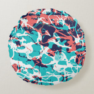 Abstract Marbled Paper Art Background Round Pillow