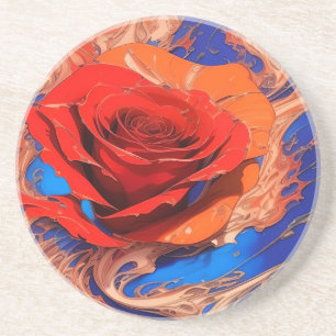 Abstract Marbled Rose Stone Coaster