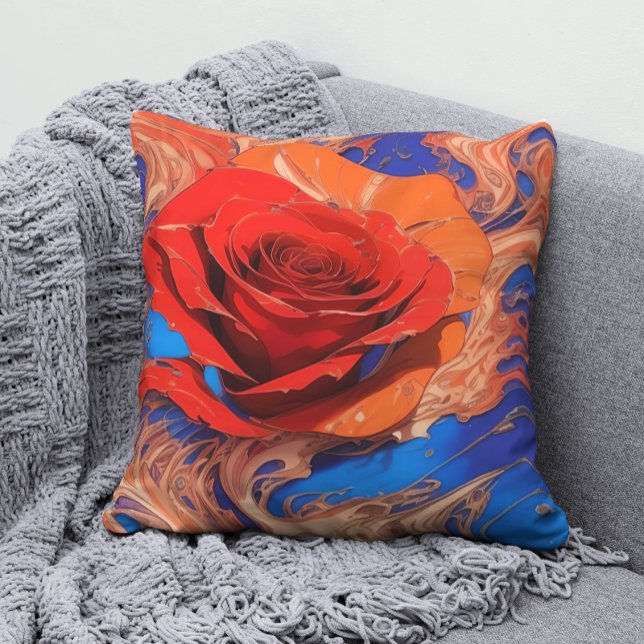 Abstract Marbled Rose Throw Pillow (Creator Uploaded)