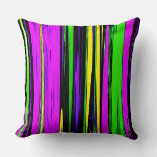 Abstract Mardi Gras Stripes Throw Pillow