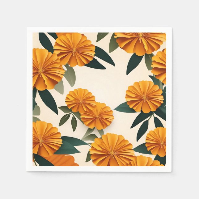 Abstract Marigold Flowers Napkin (Front)