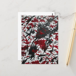 Abstract Marks in Black and Red Postcard