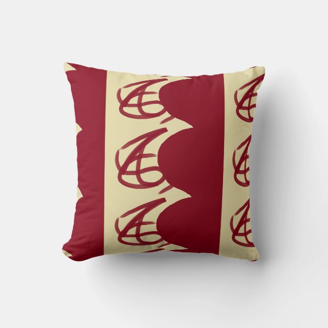 Abstract maroon and brown throw pillow (Front)