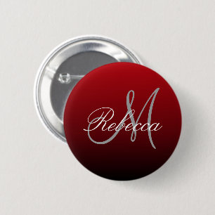 abstract marsala maroon grey burgundy monograms 2 inch round button