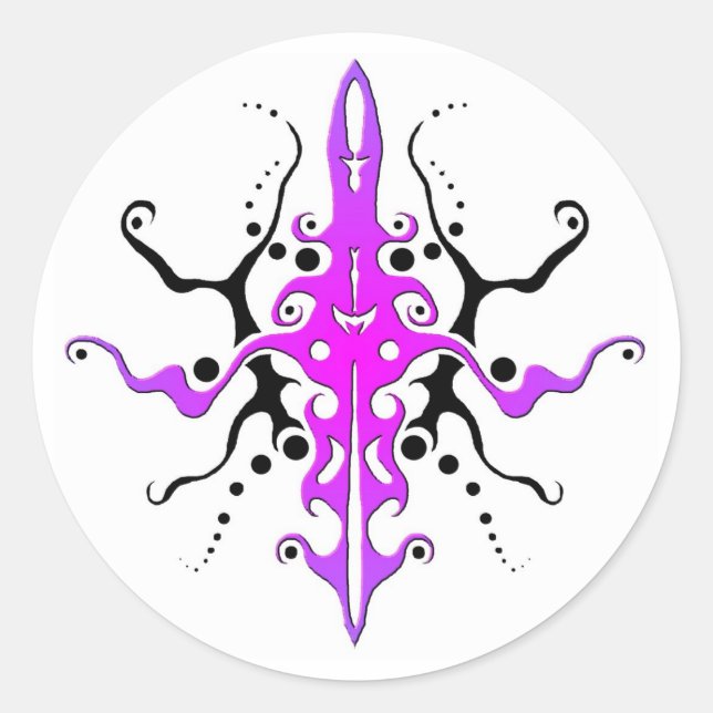 Abstract Mask Tribal Tattoo Design - pink Classic Round Sticker (Front)