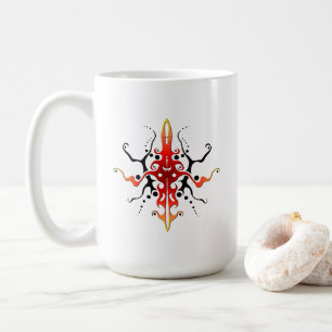 Abstract Mask Tribal Tattoo Design - red Coffee Mug