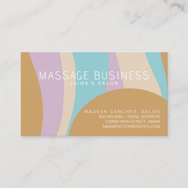 Abstract Massage Groovy Hair Salon Designer  Business Card (Front)