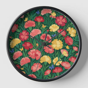 Abstract Matisse Carnations Garden Art Clocks