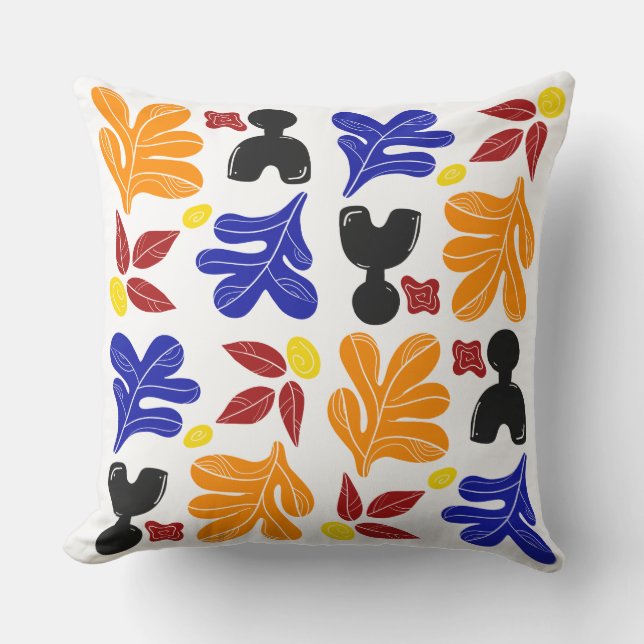 Abstract Matisse Cutouts Pattern Throw Pillow (Front)