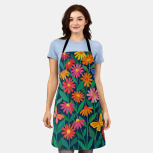 Abstract Matisse Daisies Butterflies Apron