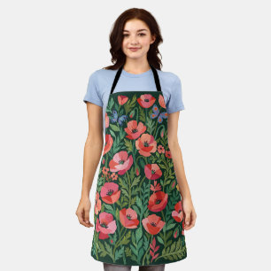 Abstract Matisse Poppies Butterflies Apron