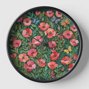 Abstract Matisse Poppies Butterflies Art Clocks