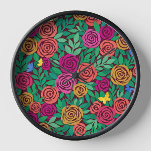 Abstract Matisse Roses Butterflies Art Clocks