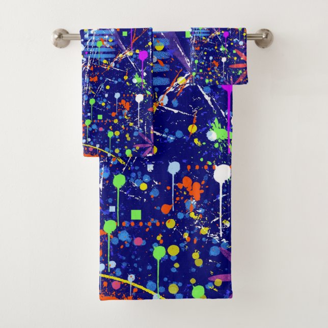 Abstract Maximalism: Ferris Wheel at Night Bath Towel Set (Insitu)