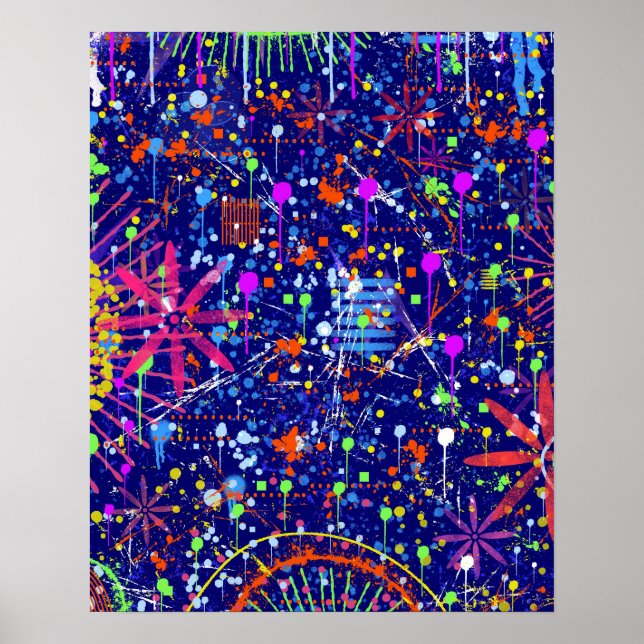 Abstract Maximalism: Ferris Wheel at Night Poster (Front)