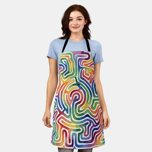 Abstract Maze Rainbow Path Apron (Worn)