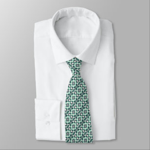 Abstract Medallion Pattern – in shades of green Tie