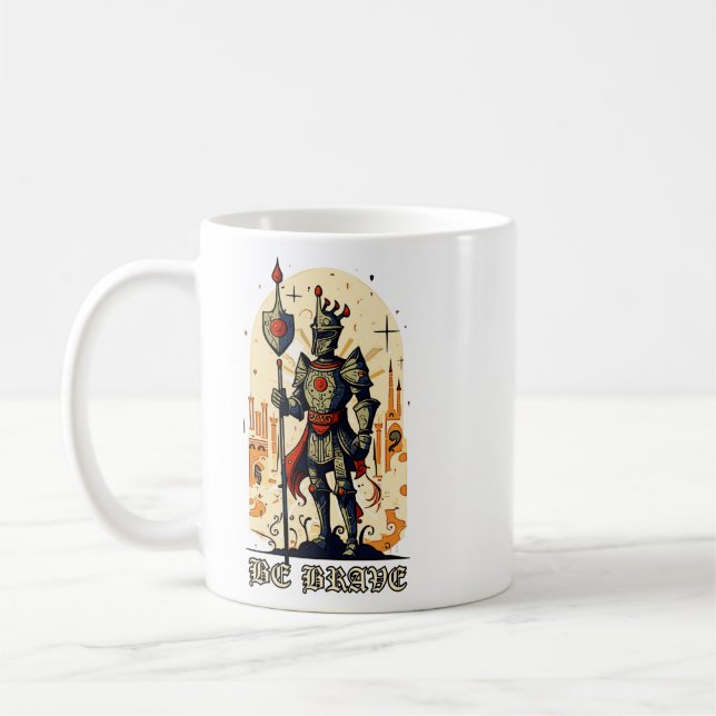 Abstract Medieval Knight Embrace Bravery  Coffee Mug (Left)
