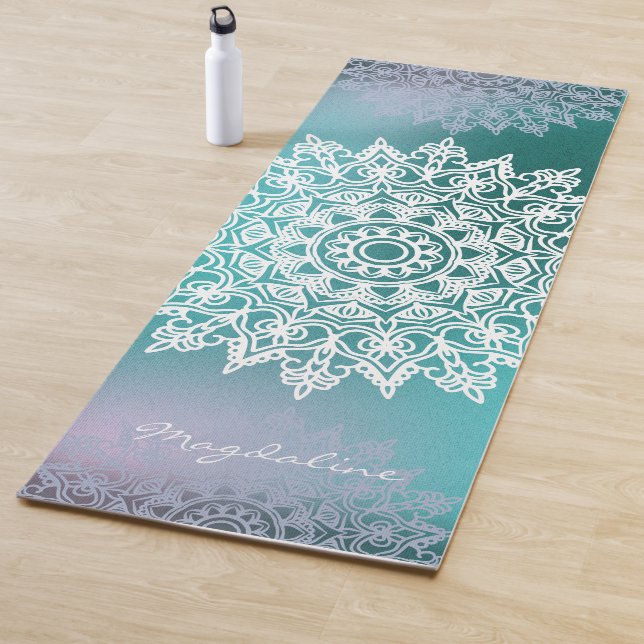 Abstract Meditation Flower Name Jade Green Mandala Yoga Mat (In Situ)