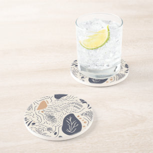 Abstract Mediterranean Waves Sandstone Coaster