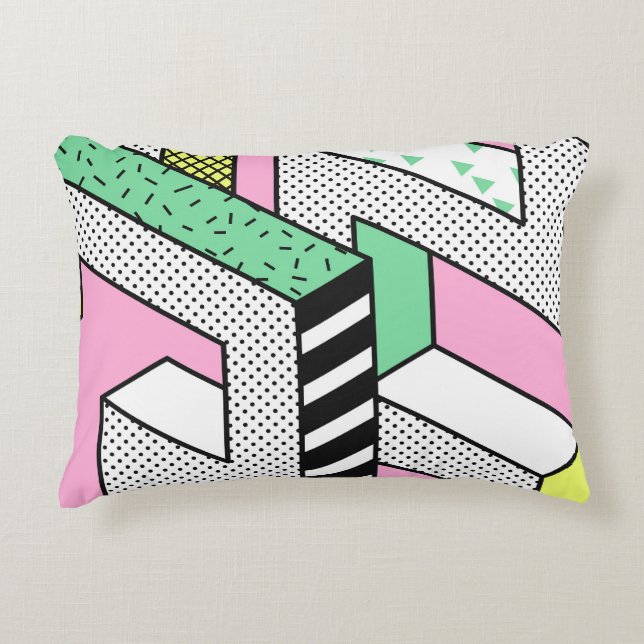 Abstract Memphis: 80s geometric shapes. Accent Pillow (Front)