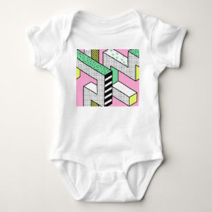 Abstract Memphis: 80s geometric shapes. Baby Bodysuit