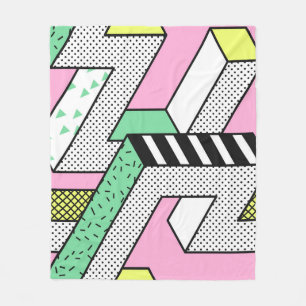 Abstract Memphis: 80s geometric shapes. Fleece Blanket
