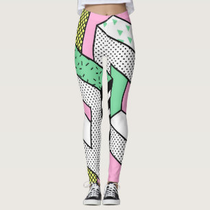 Abstract Memphis: 80s geometric shapes. Leggings