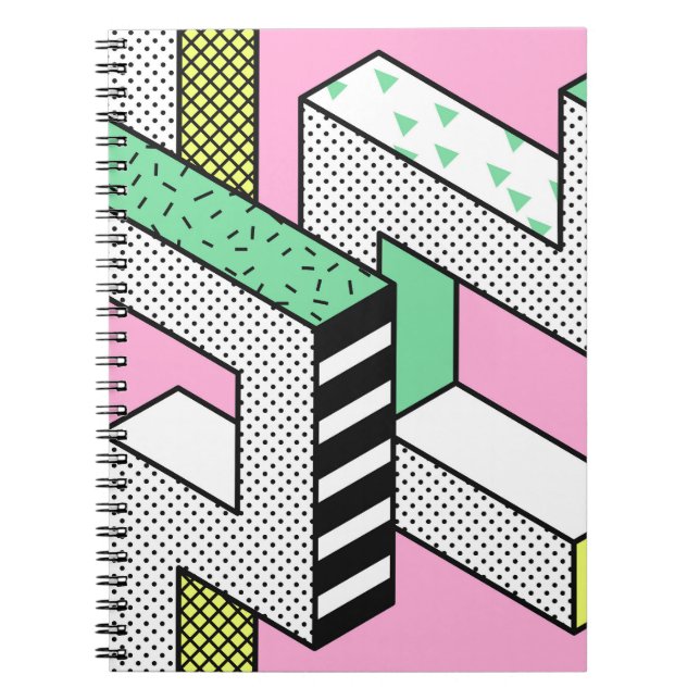 Abstract Memphis: 80s geometric shapes. Notebook (Front)
