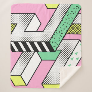Abstract Memphis: 80s geometric shapes. Sherpa Blanket