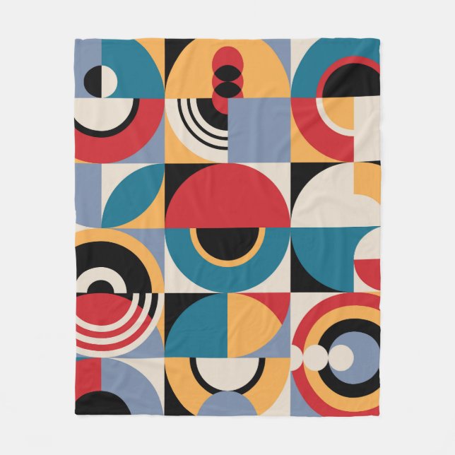 Abstract Memphis: Geometric Vintage Style. Fleece Blanket (Front)