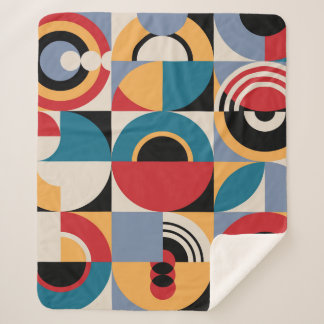 Abstract Memphis: Geometric Vintage Style. Sherpa Blanket