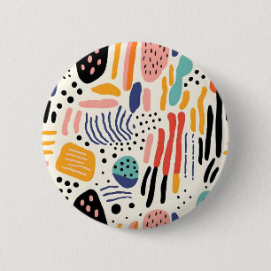 Abstract Memphis Organic Shapes Pattern 2 Inch Round Button