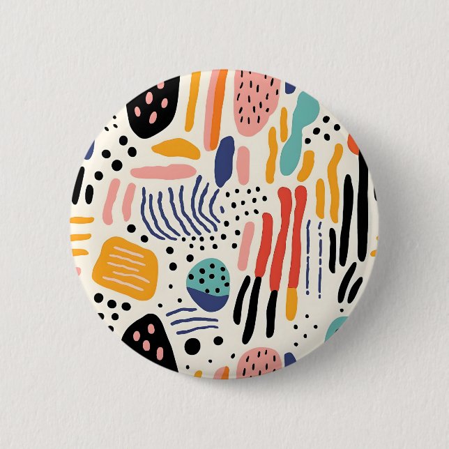 Abstract Memphis Organic Shapes Pattern 2 Inch Round Button (Front)