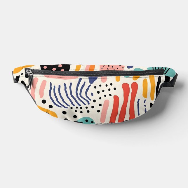Abstract Memphis Organic Shapes Pattern Fanny Pack (Lay Down)