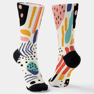 Abstract Memphis Organic Shapes Pattern Socks