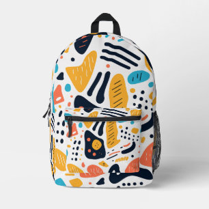 Abstract Memphis Style Organic Shapes Pattern Printed Backpack