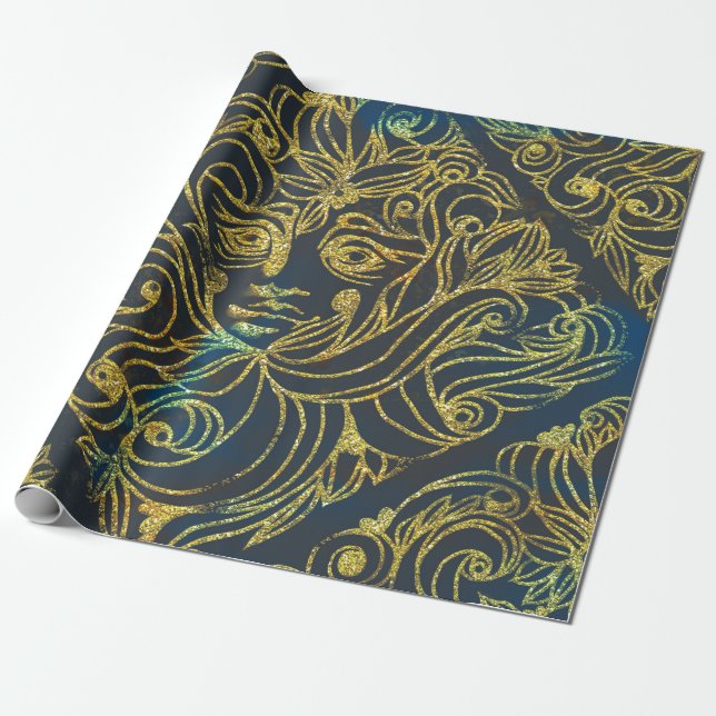 Abstract Mermaid   Wrapping Paper (Unrolled)