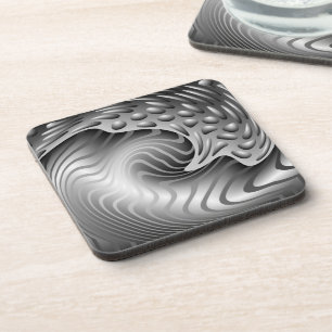 Abstract Metal Print Cork Coaster