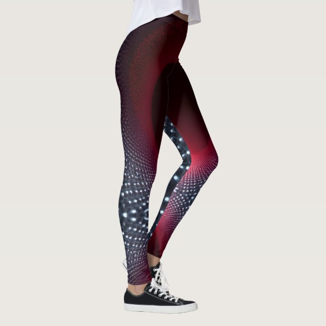 Abstract Metallic Echo Chamber with Red Soundwave Leggings (Right)