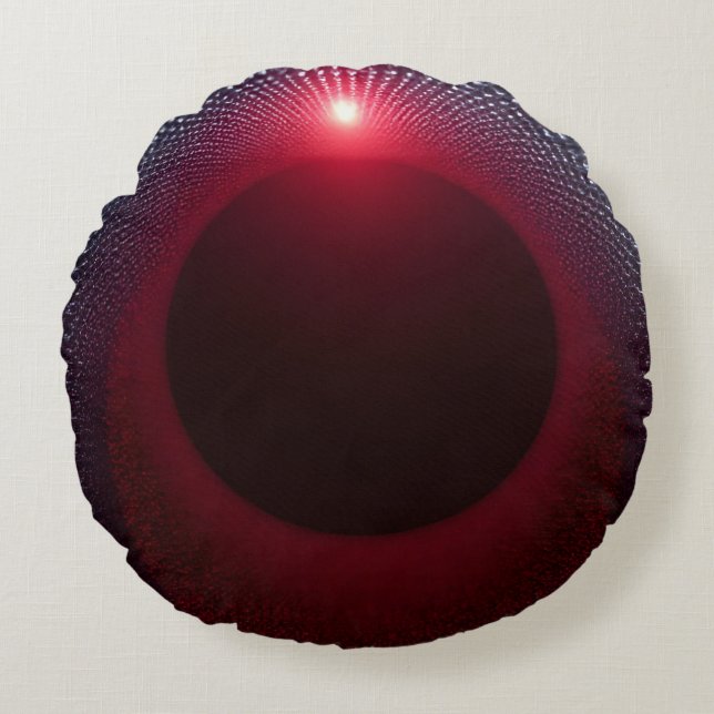 Abstract Metallic Echo Chamber with Red Soundwave Round Pillow (Front)