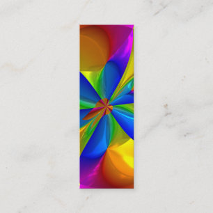 Abstract Metallic Flower Rainbow Colour Swirl Mini Business Card